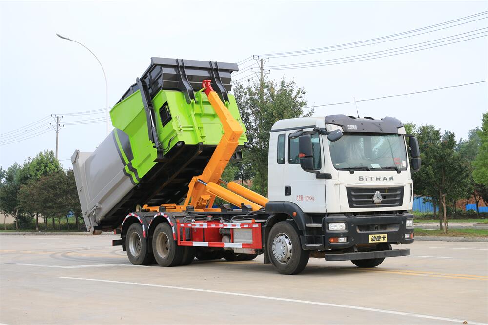 18-20噸勾臂垃圾車-重汽斯太爾后雙橋大型套臂18-20噸方勾臂式垃圾車